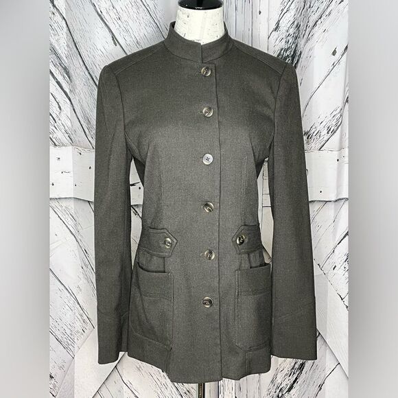 PEACE of CLOTH Military Style Blazer Brown/Green 8 - Picture 1 of 5